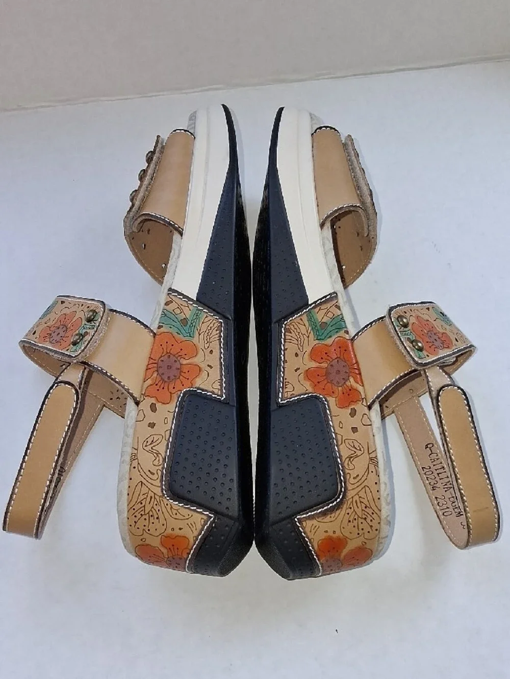 Spring Step Caitlina Sandals in Peach and Green Size EU 39/US 9